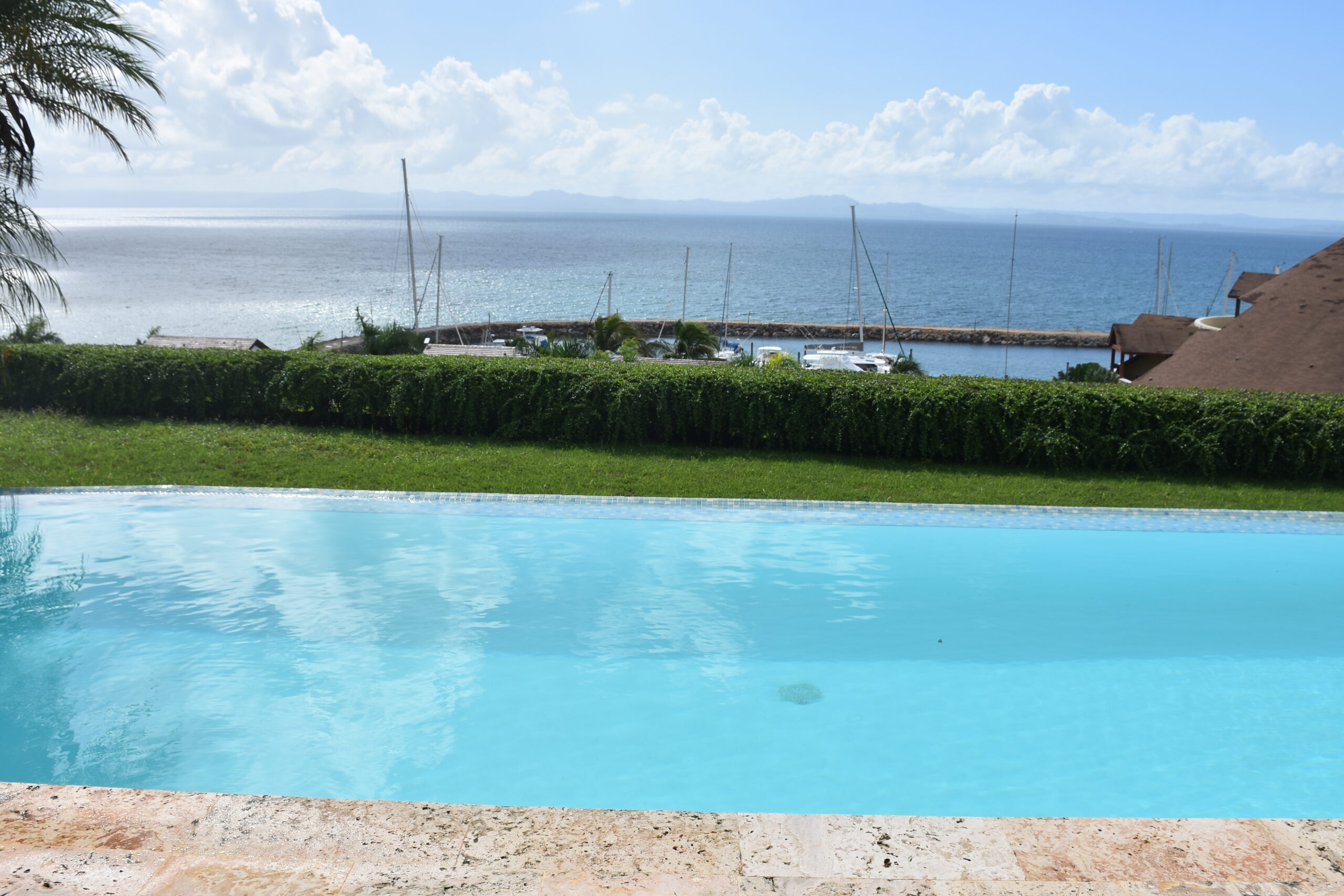 Pool with bay and marina views.